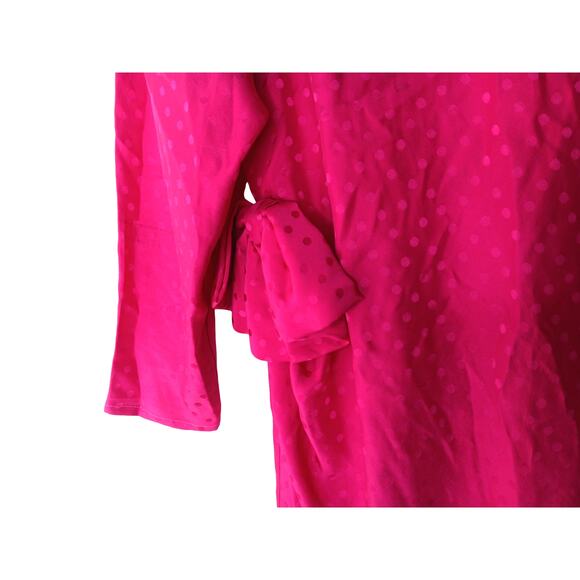 Vintage Dennis Goldsmith Pink Silk Swiss Dot Midi Dress Shoulder Pads SZ 4 - Picture 9 of 16